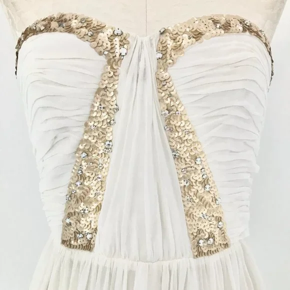 Rebecca Taylor Dress S/M Formal White Prom Wedding Hoco Debutante Maxi Long Gown - Picture 16 of 16